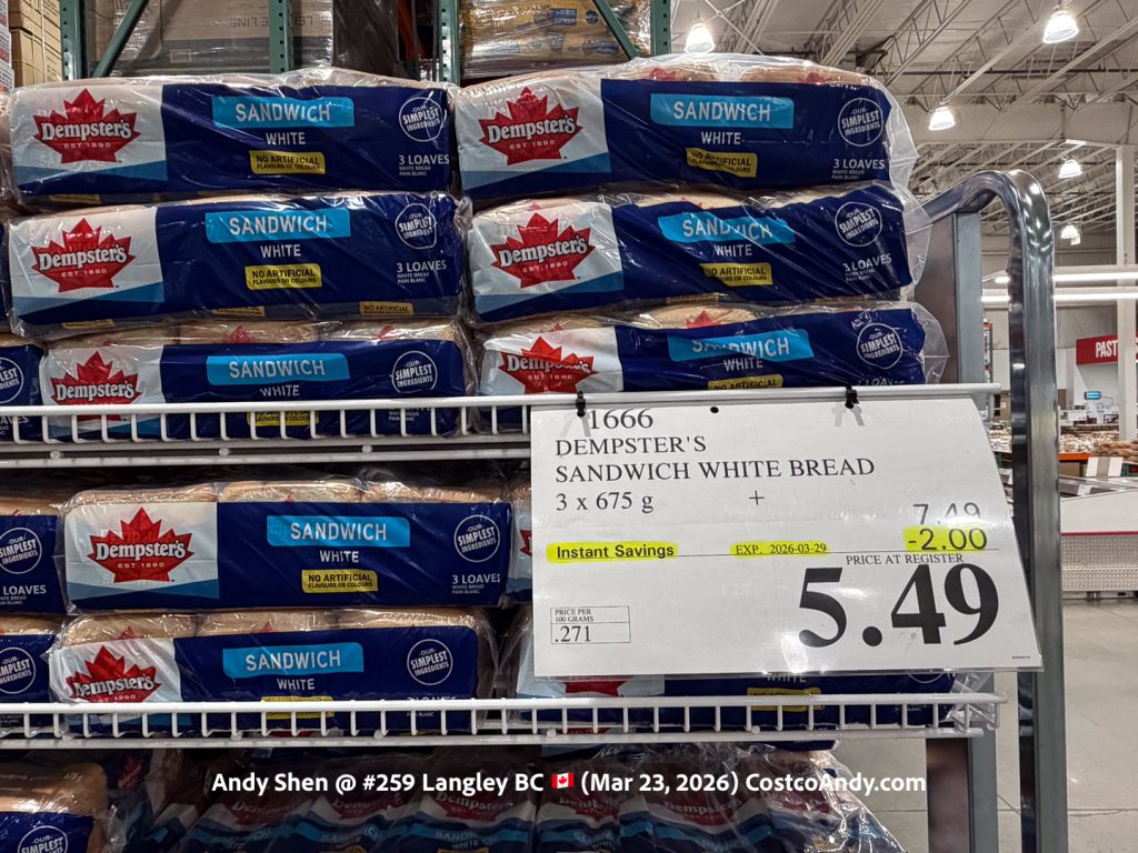 DEMPSTER’S SANDWICH WHITE BREAD 3X675G