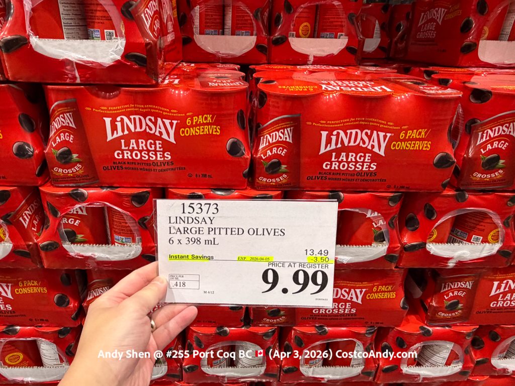 LINDSAY LARGE PITTED OLIVES 6X398ML