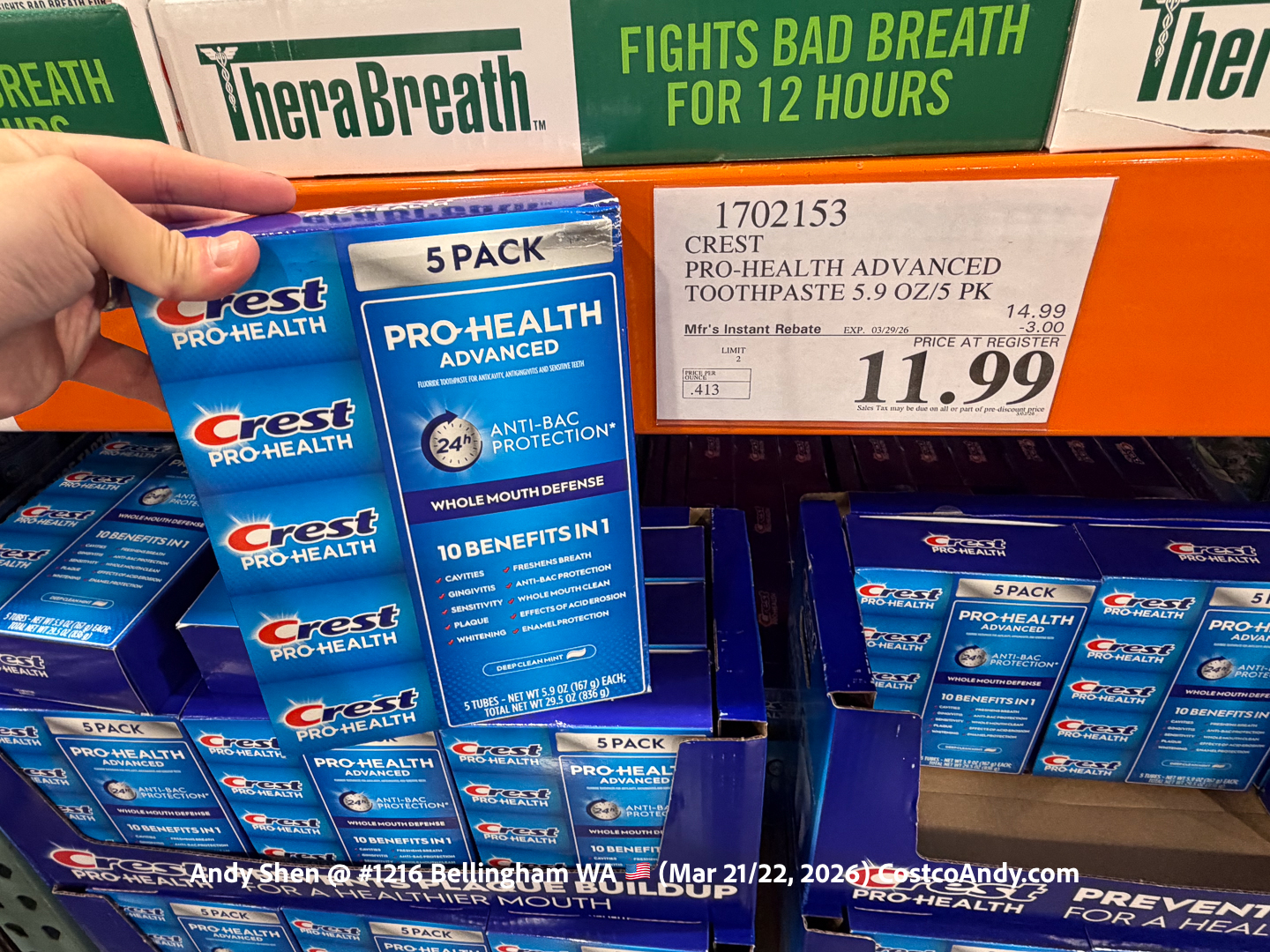 CREST PRO-HEALTH ADVANCED TOOTHPASTE 5.9 OZ/5 PK – Costco Andy