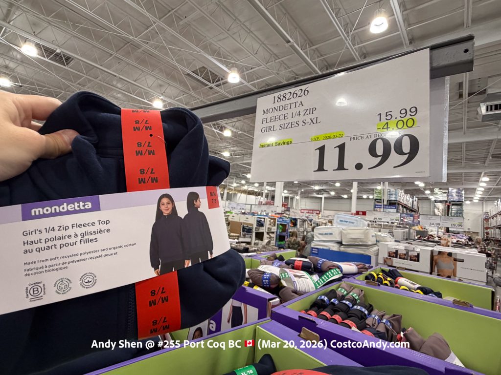 MONDETTA FLEECE 1/4 ZIP GIRLS SIZES S0XL