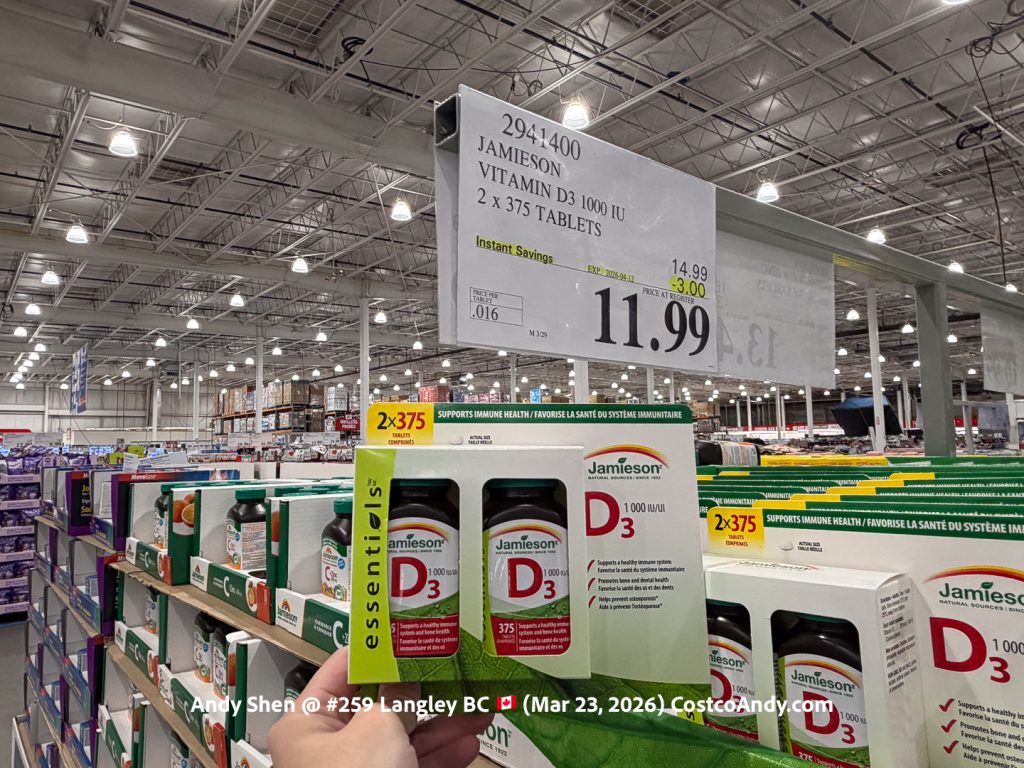 JAMIESON VITAMIN D3 1000IU 2X375 TABLETS