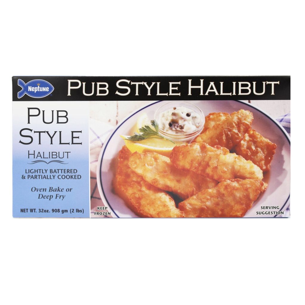 NEPTUNE FOODS PUB STYLE HALIBUT 2 LB