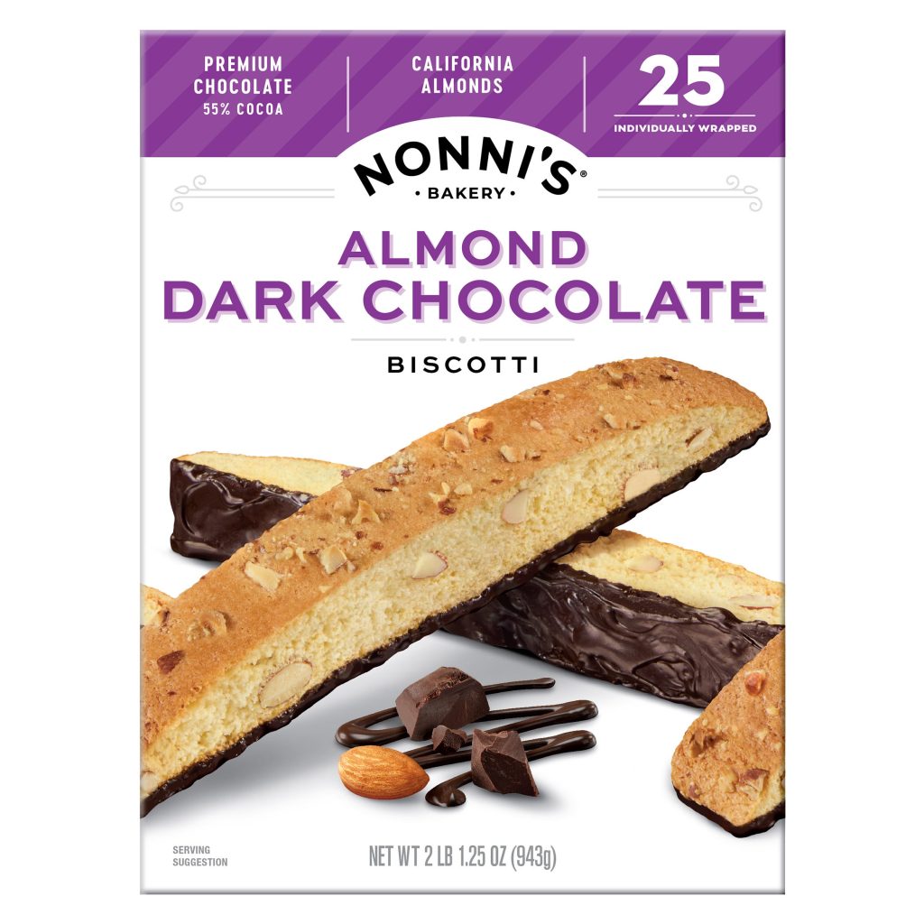NONNI’S BISCOTTI DARK CHOCOLATE ALMOND 25 CT