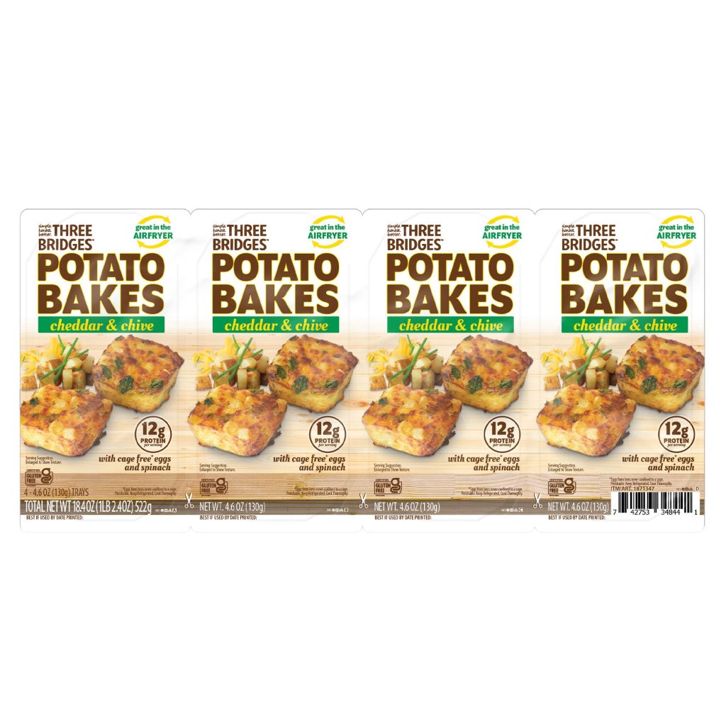 THREE BRIDGES CHEDDAR & CHIVE POTATO BAKES 4/4.6OZ