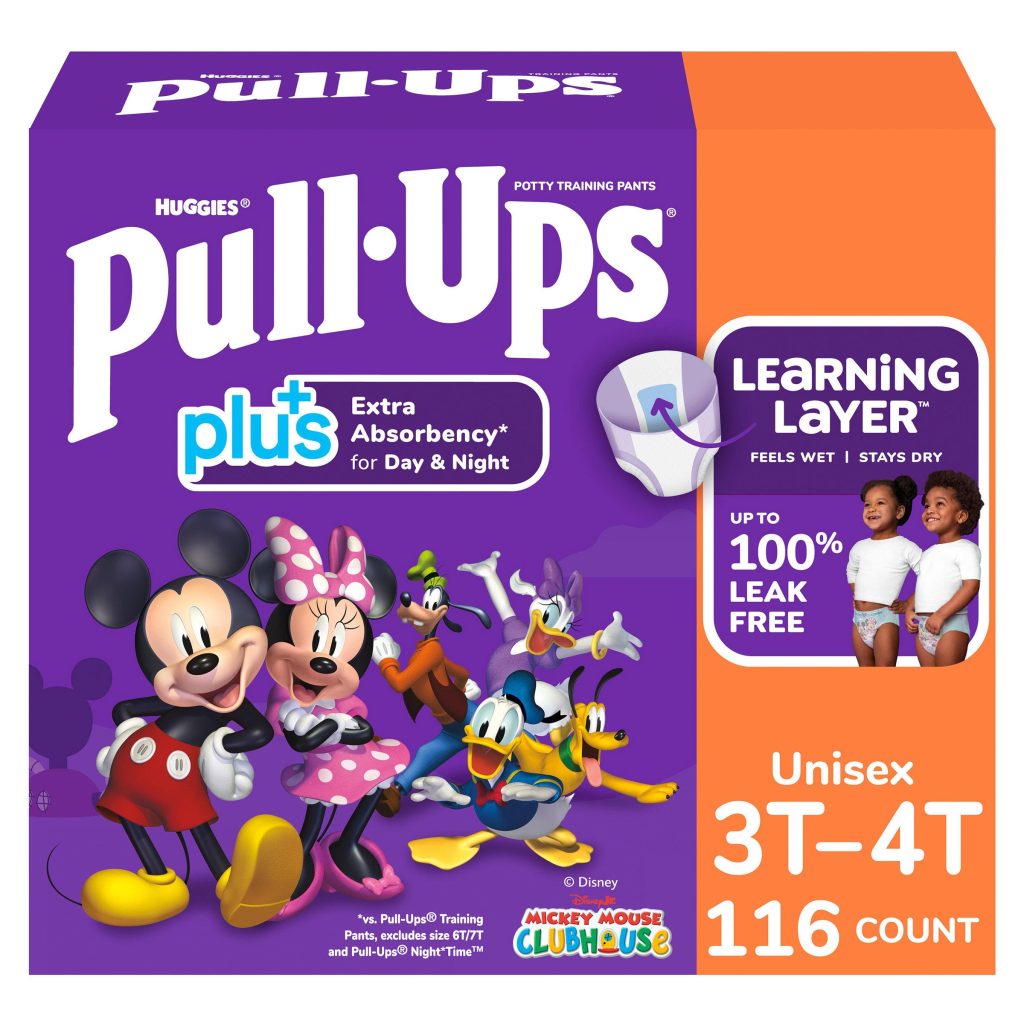 HUGGIES PLUS UNISEX PULL-UPS 3T-4T TRAINING PANTS, 116CT