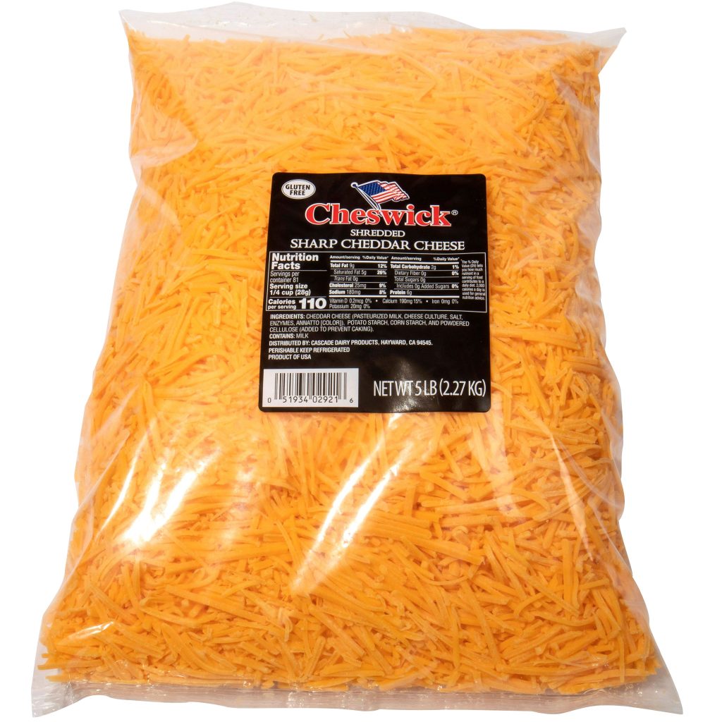 CHESWICK SHREDDED SHARP CHEDDAR 5 LBS